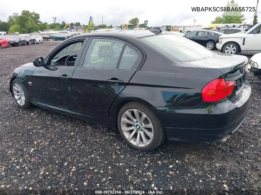 2011 BMW 328I xDrive VIN: WBAPK5C58BA655725 Lot: 39752314