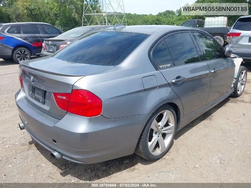 2011 BMW 335I VIN: WBAPM5G55BNN00188 Lot: 39760668