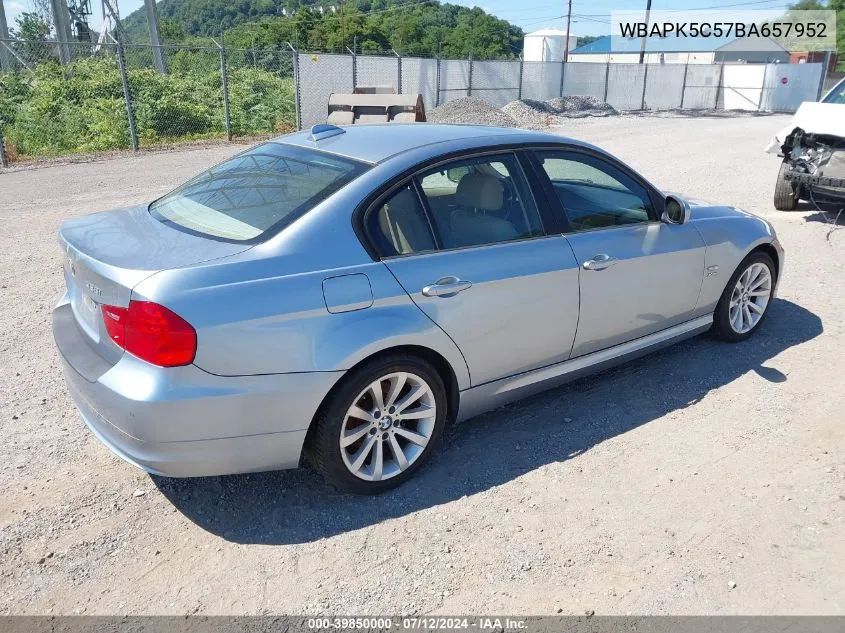 2011 BMW 328I xDrive VIN: WBAPK5C57BA657952 Lot: 39850000