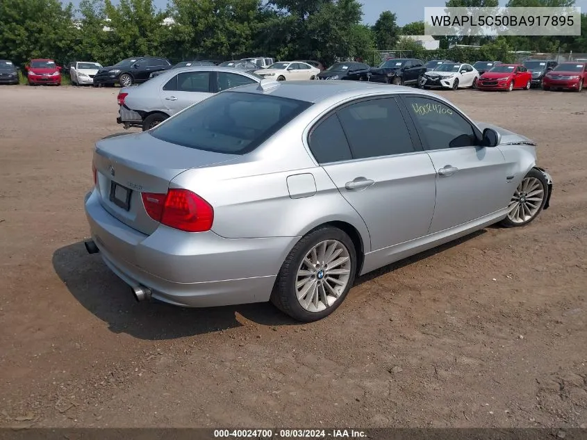 2011 BMW 335I xDrive VIN: WBAPL5C50BA917895 Lot: 40024700