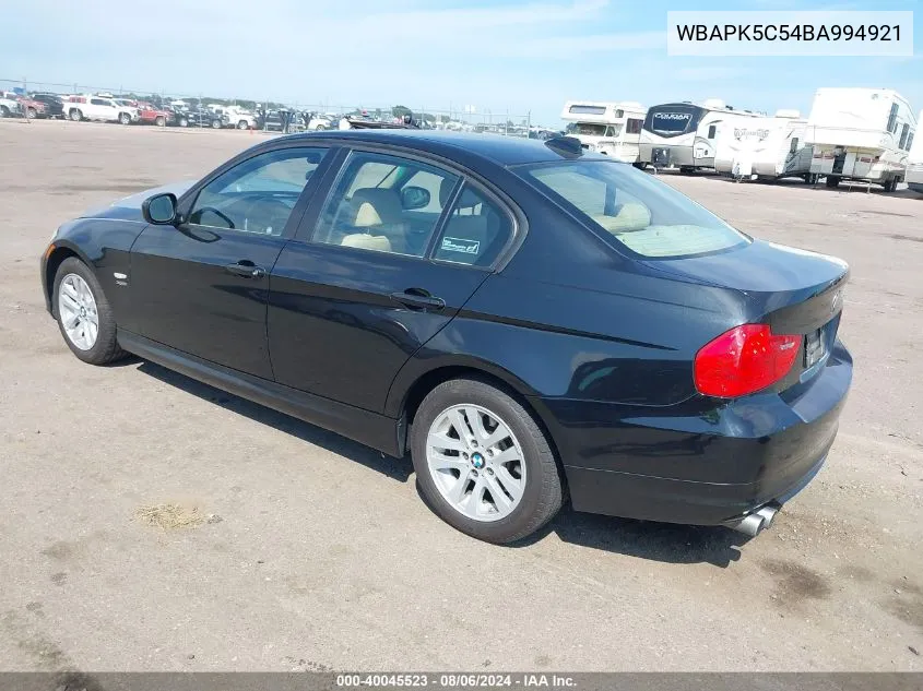 2011 BMW 328I xDrive VIN: WBAPK5C54BA994921 Lot: 40045523