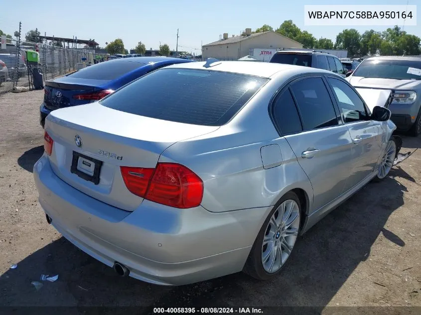 2011 BMW 335D VIN: WBAPN7C58BA950164 Lot: 40058395