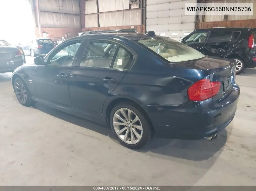 2011 BMW 328 Xi Sulev VIN: WBAPK5G56BNN25736 Lot: 40072617