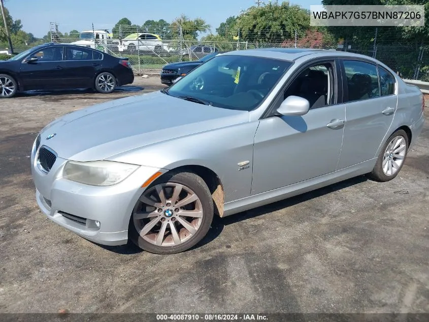 2011 BMW 328I xDrive VIN: WBAPK7G57BNN87206 Lot: 40087910