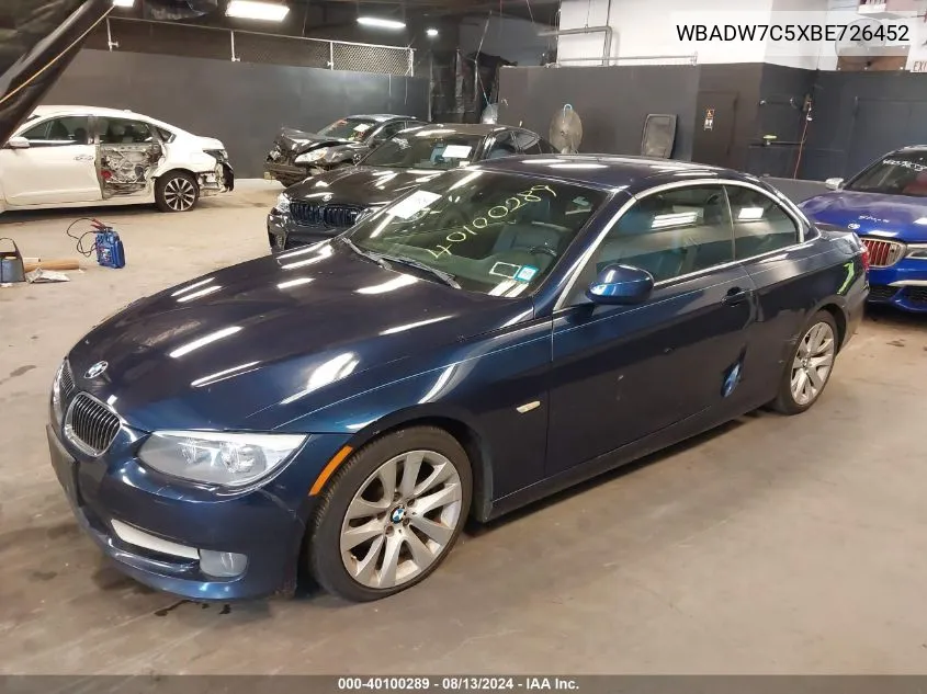 2011 BMW 328I VIN: WBADW7C5XBE726452 Lot: 40100289