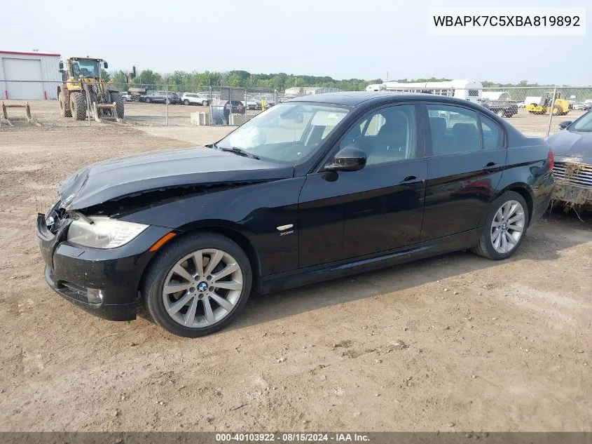 2011 BMW 328I xDrive VIN: WBAPK7C5XBA819892 Lot: 40103922