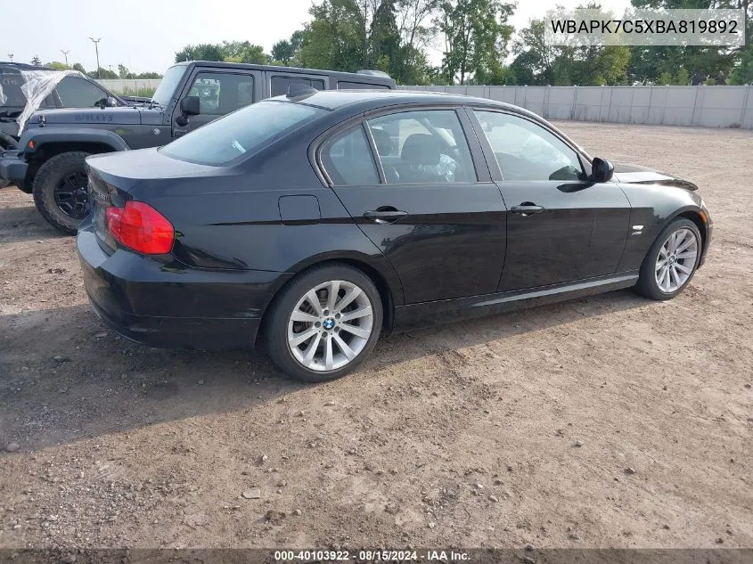 2011 BMW 328I xDrive VIN: WBAPK7C5XBA819892 Lot: 40103922