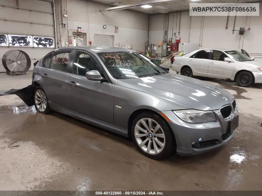 2011 BMW 328I xDrive VIN: WBAPK7C53BF086636 Lot: 40122860