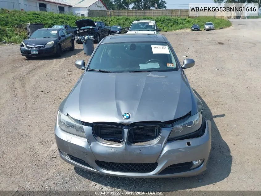 2011 BMW 328I xDrive VIN: WBAPK5G53BNN51646 Lot: 40139227