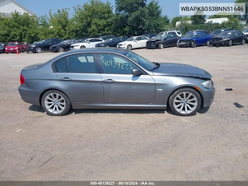 2011 BMW 328I xDrive VIN: WBAPK5G53BNN51646 Lot: 40139227