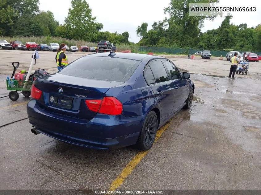 2011 BMW 328I xDrive VIN: WBAPK7G55BNN69643 Lot: 40235846