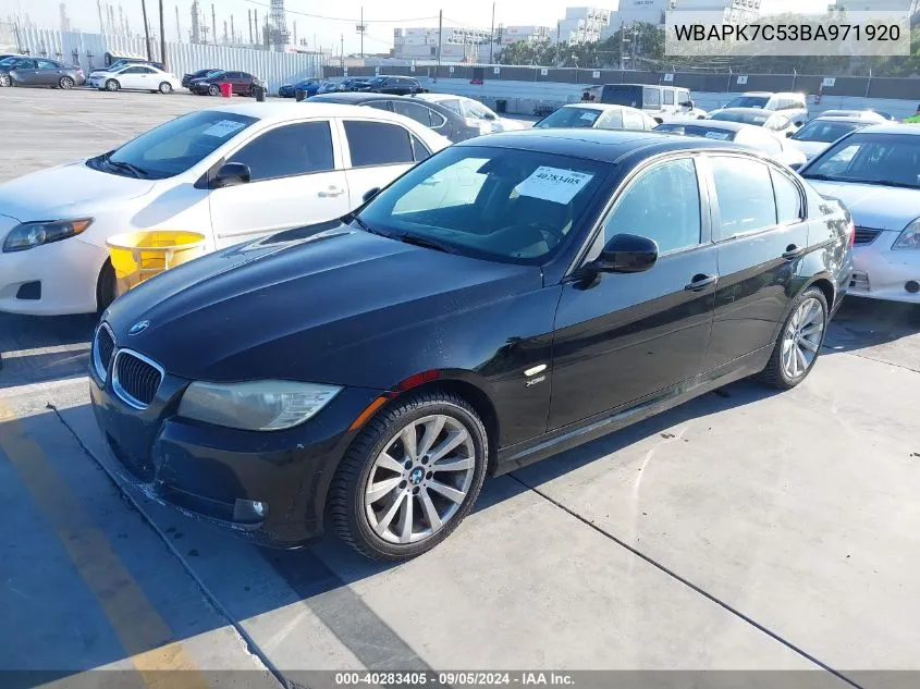 2011 BMW 328I xDrive VIN: WBAPK7C53BA971920 Lot: 40283405