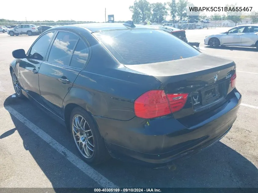 2011 BMW 328I xDrive VIN: WBAPK5C51BA655467 Lot: 40305169