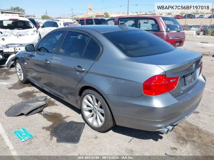 2011 BMW 328I xDrive VIN: WBAPK7C56BF197018 Lot: 40314194