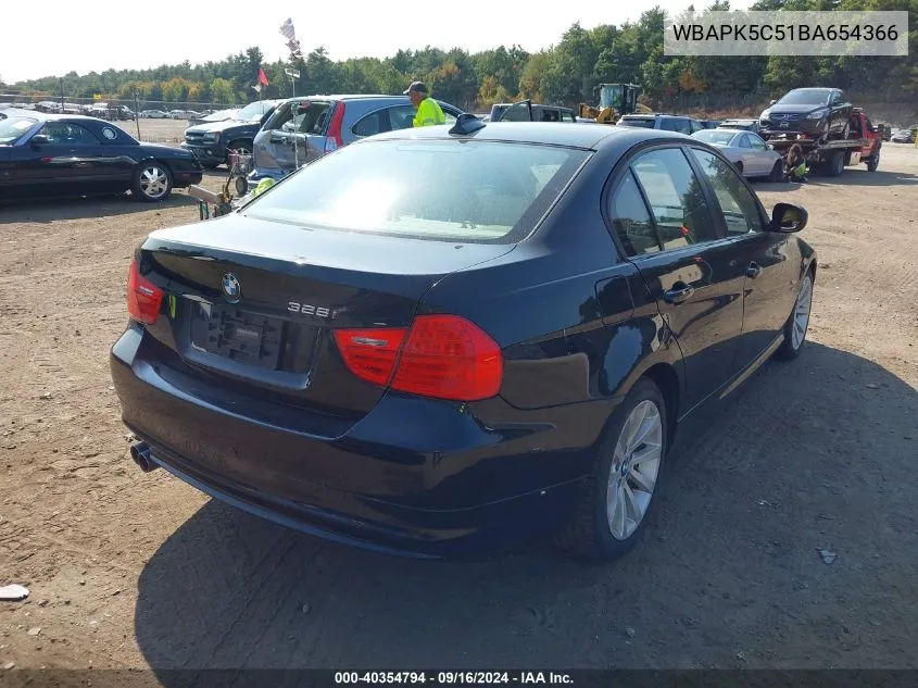 2011 BMW 328I xDrive VIN: WBAPK5C51BA654366 Lot: 40354794