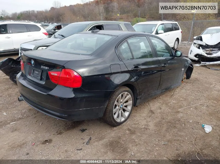 2011 BMW 328I xDrive VIN: WBAPK7G52BNN70703 Lot: 40864425