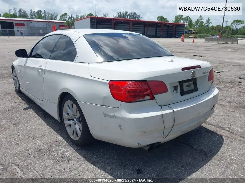 2012 BMW 328I VIN: WBADW7C54CE730630 Lot: 40194028