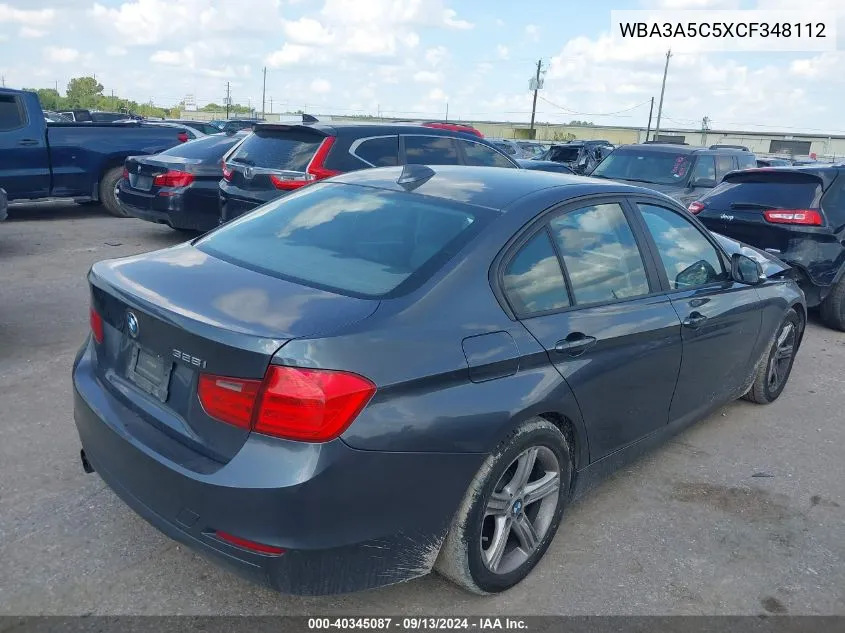 2012 BMW 328 I VIN: WBA3A5C5XCF348112 Lot: 40345087