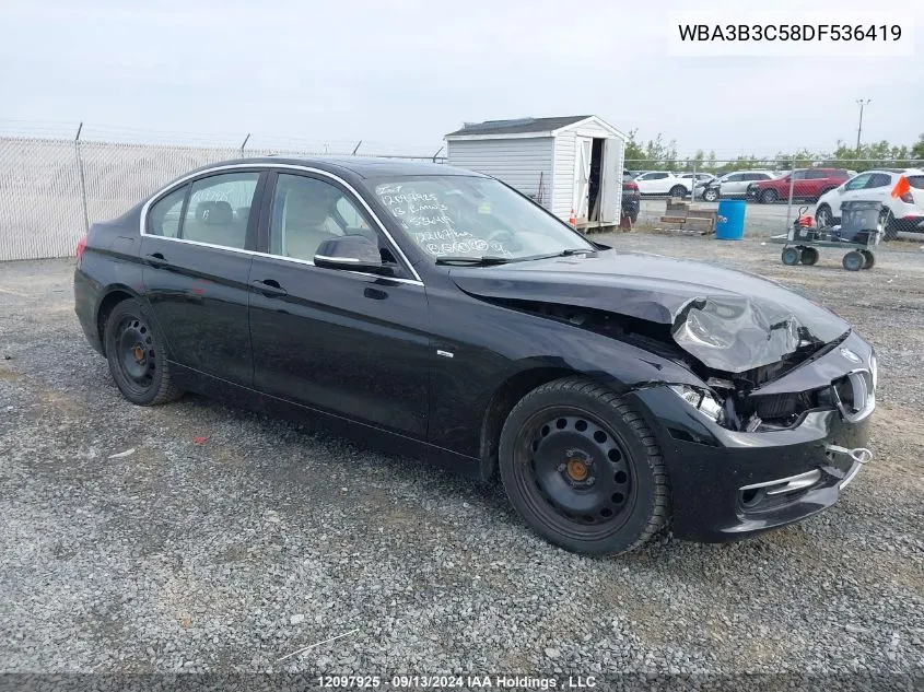 2013 BMW 3 Series VIN: WBA3B3C58DF536419 Lot: 12097925