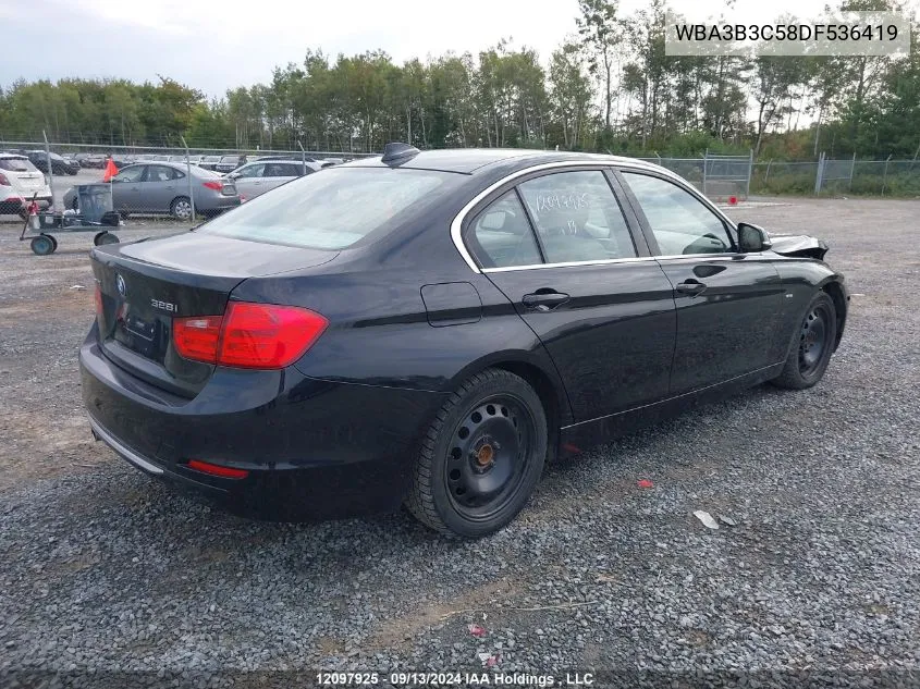 2013 BMW 3 Series VIN: WBA3B3C58DF536419 Lot: 12097925