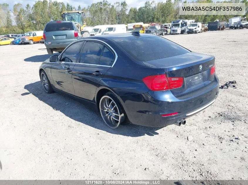 2013 BMW 3 Series VIN: WBA3A5C54DF357986 Lot: 12111620