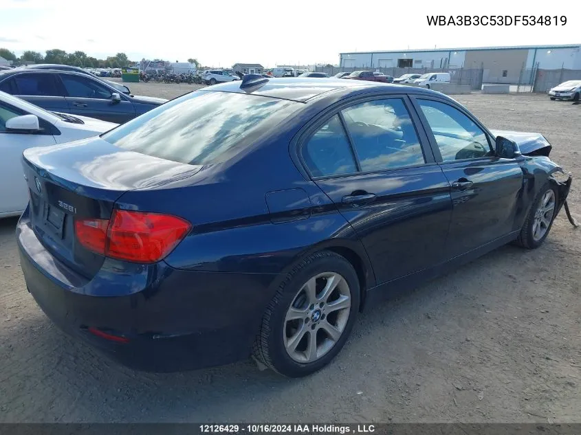 2013 BMW 3 Series VIN: WBA3B3C53DF534819 Lot: 12126429