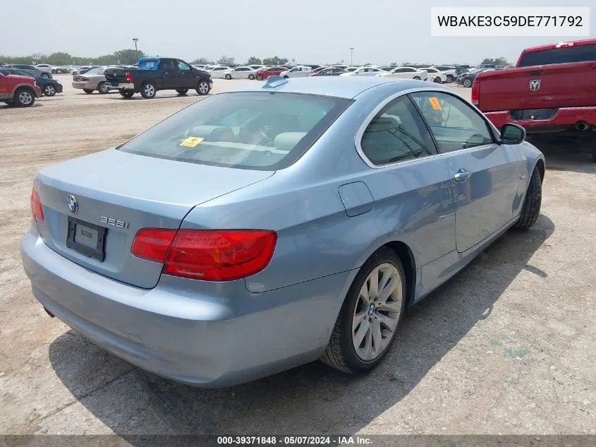 2013 BMW 328I VIN: WBAKE3C59DE771792 Lot: 39371848