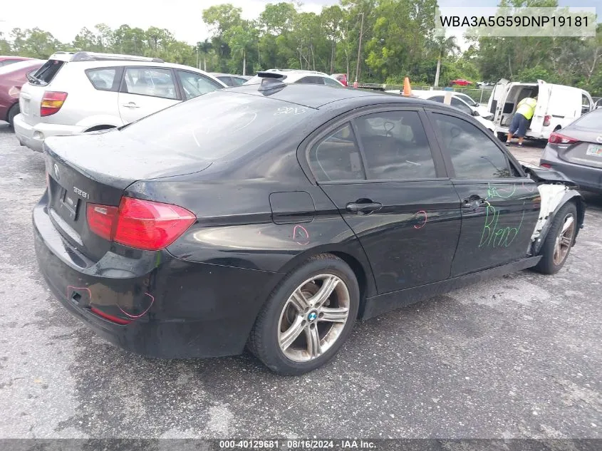 2013 BMW 328I VIN: WBA3A5G59DNP19181 Lot: 40129681