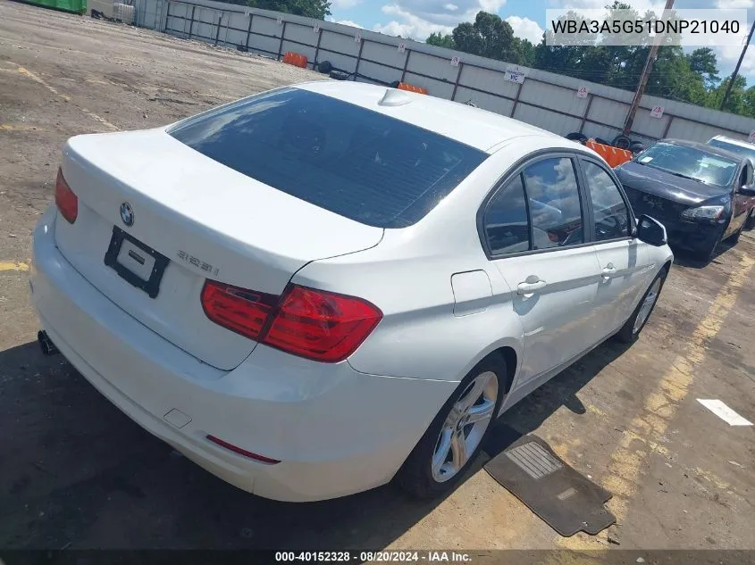 2013 BMW 328I VIN: WBA3A5G51DNP21040 Lot: 40152328