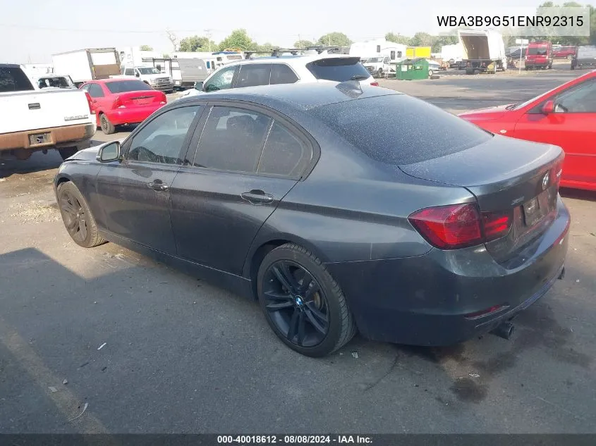 2014 BMW 335I xDrive VIN: WBA3B9G51ENR92315 Lot: 40018612