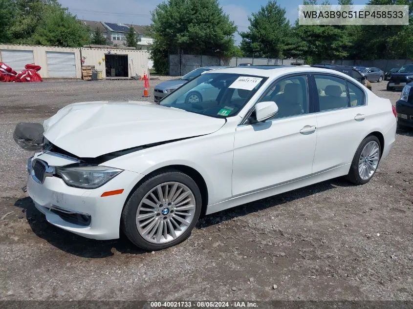 2014 BMW 335I xDrive VIN: WBA3B9C51EP458533 Lot: 40021733