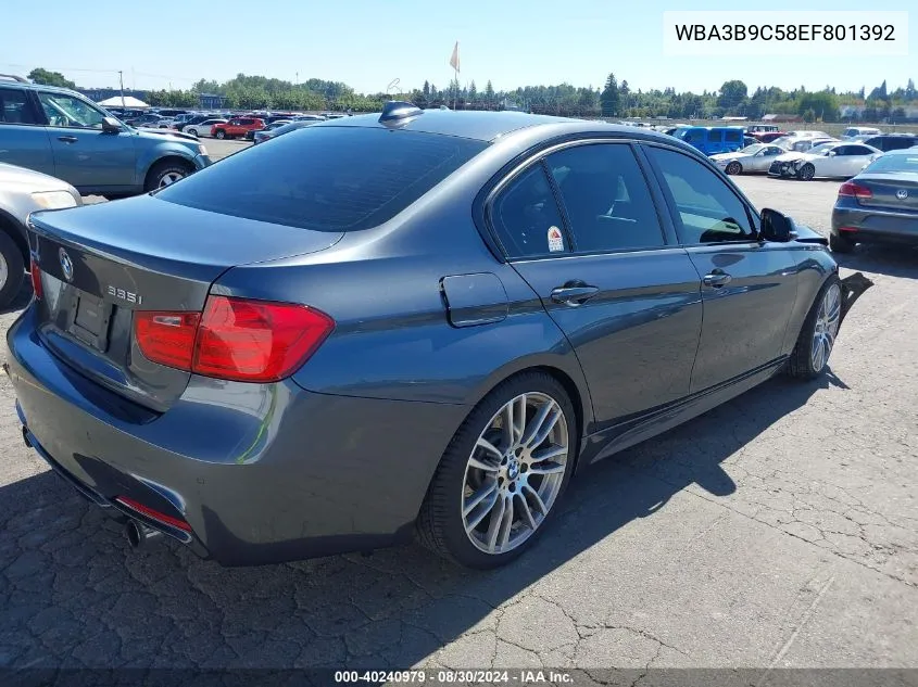 2014 BMW 335I xDrive VIN: WBA3B9C58EF801392 Lot: 40240979