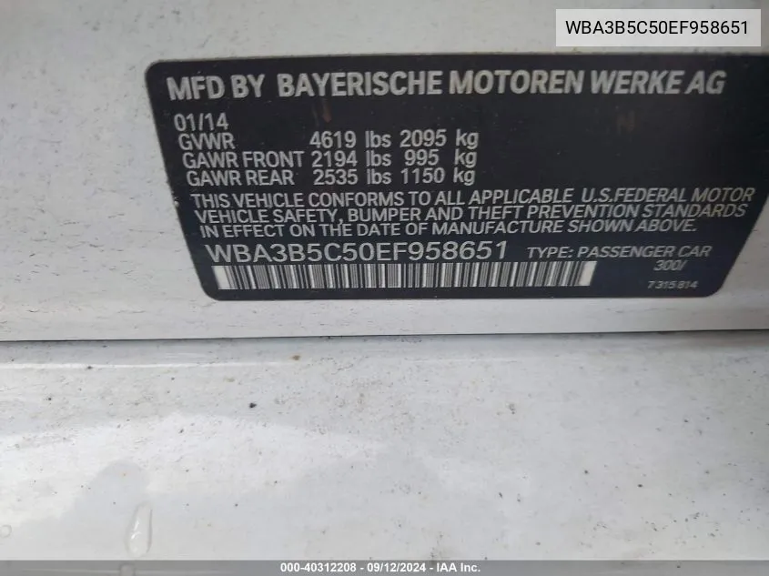 WBA3B5C50EF958651 2014 BMW 328 Xi Sulev