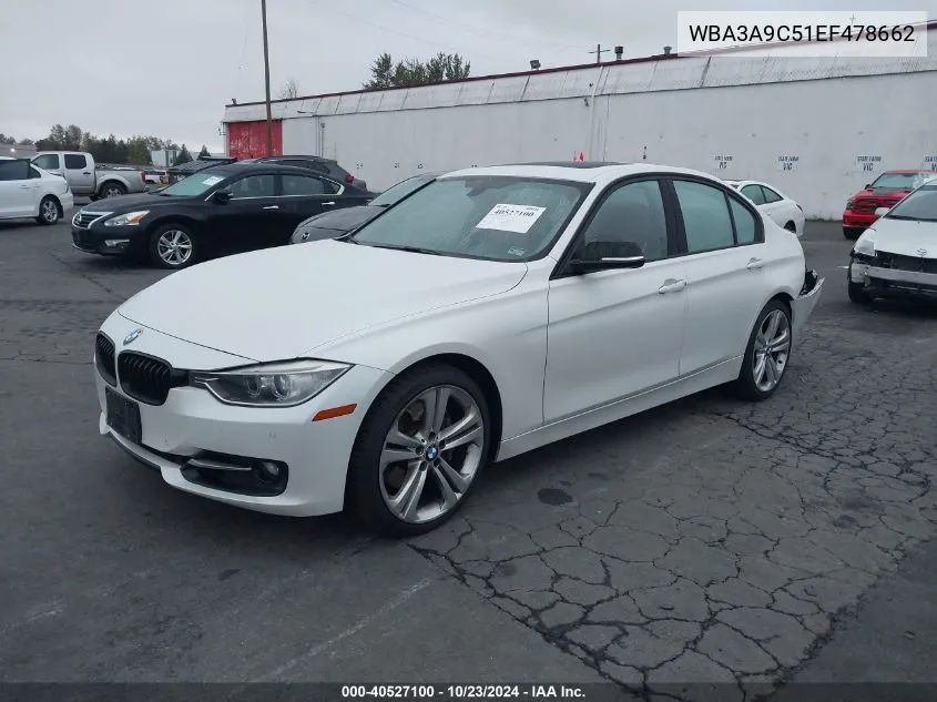 2014 BMW 335I VIN: WBA3A9C51EF478662 Lot: 40527100