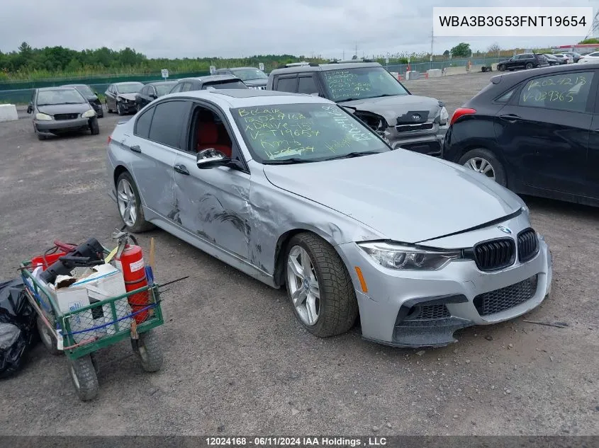 2015 BMW 328I xDrive VIN: WBA3B3G53FNT19654 Lot: 12024168