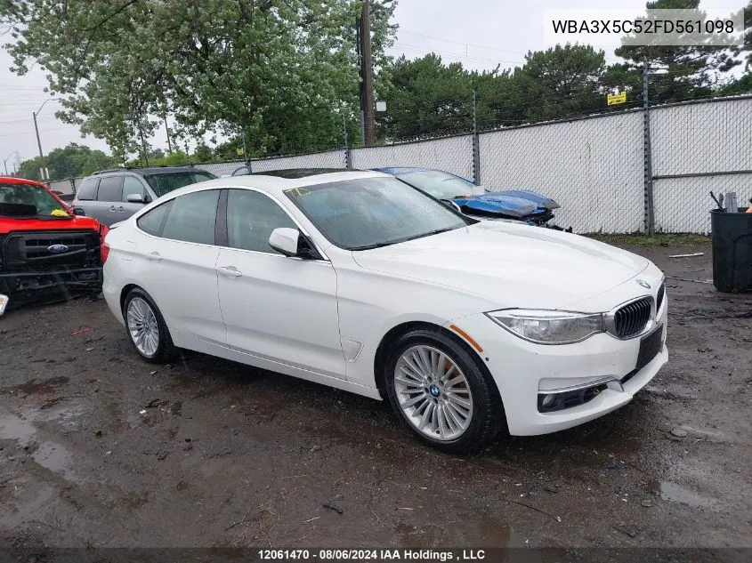 2015 BMW 3 Series Gran Turismo VIN: WBA3X5C52FD561098 Lot: 12061470