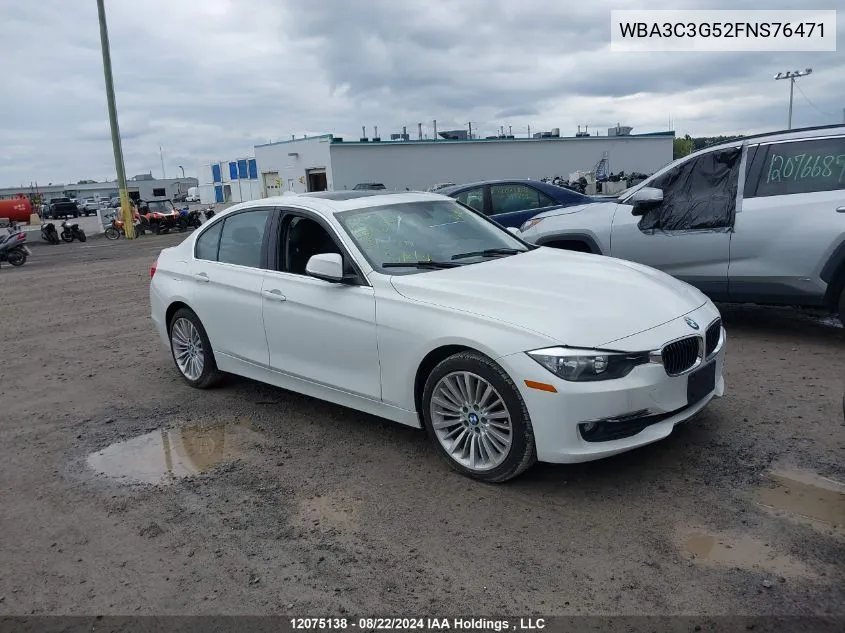 2015 BMW 3 Series VIN: WBA3C3G52FNS76471 Lot: 12075138