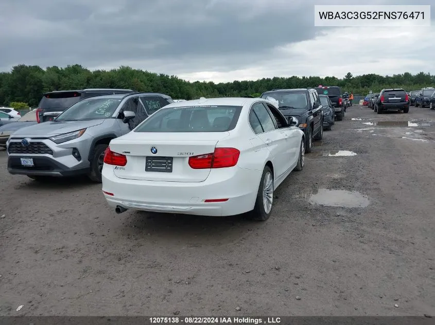 2015 BMW 3 Series VIN: WBA3C3G52FNS76471 Lot: 12075138