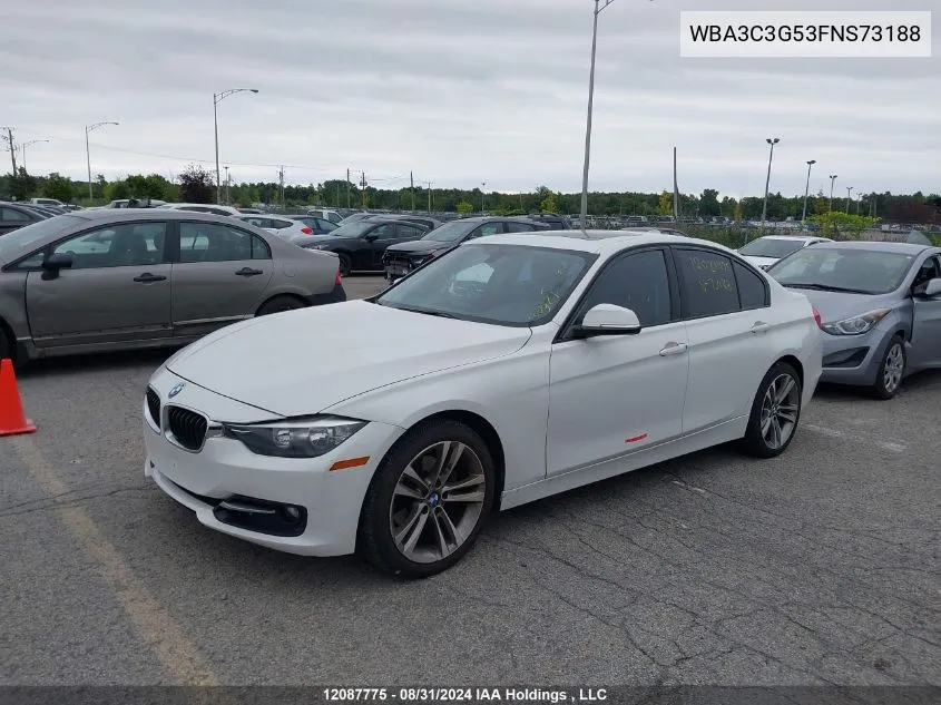 2015 BMW 3 Series VIN: WBA3C3G53FNS73188 Lot: 12087775