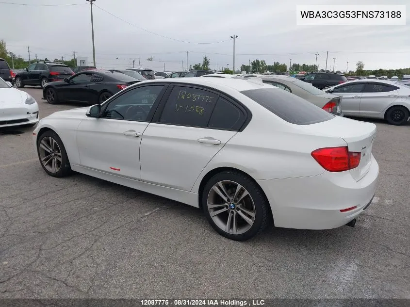 2015 BMW 3 Series VIN: WBA3C3G53FNS73188 Lot: 12087775