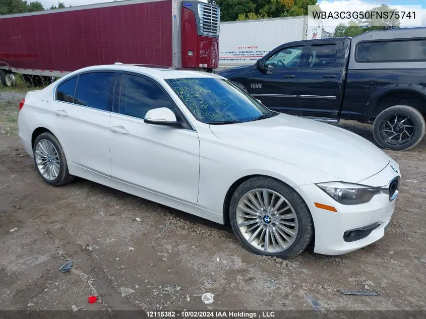 2015 BMW 3 Series VIN: WBA3C3G50FNS75741 Lot: 12115382