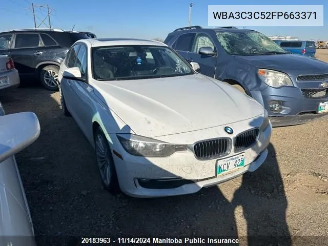 2015 BMW 3 Series VIN: WBA3C3C52FP663371 Lot: 20183963