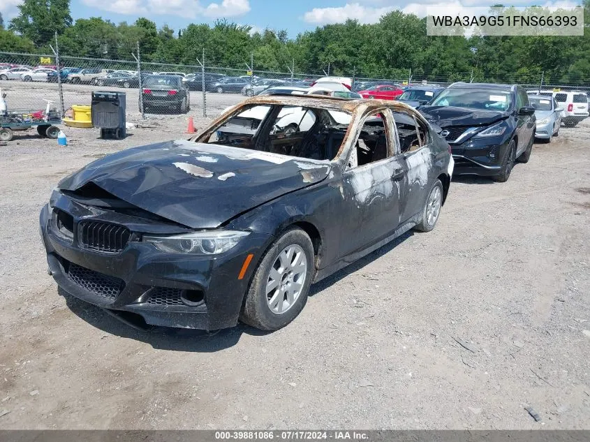 2015 BMW 335I VIN: WBA3A9G51FNS66393 Lot: 39881086