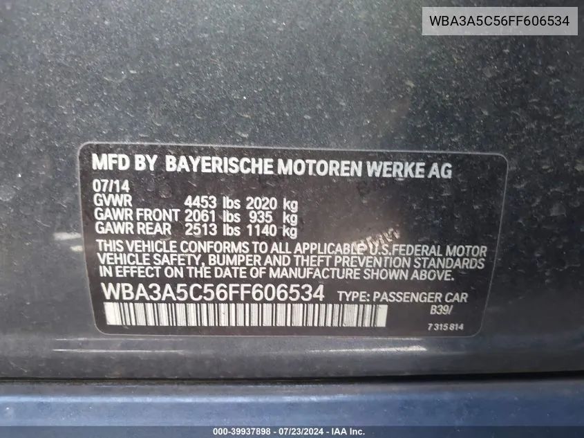 WBA3A5C56FF606534 2015 BMW 328I