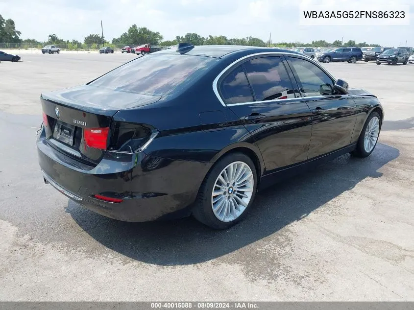 2015 BMW 328I VIN: WBA3A5G52FNS86323 Lot: 40015088