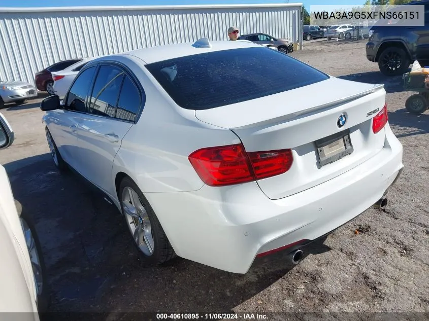 2015 BMW 335I VIN: WBA3A9G5XFNS66151 Lot: 40610895