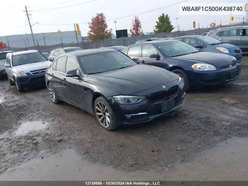 2016 BMW 3 Series VIN: WBA8F1C50GK438740 Lot: 12138888