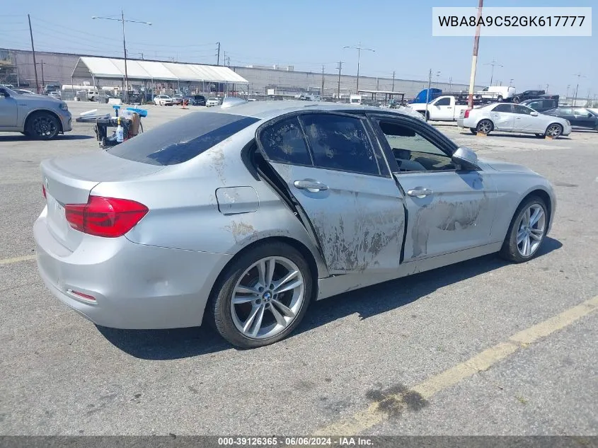 2016 BMW 320I VIN: WBA8A9C52GK617777 Lot: 39126365