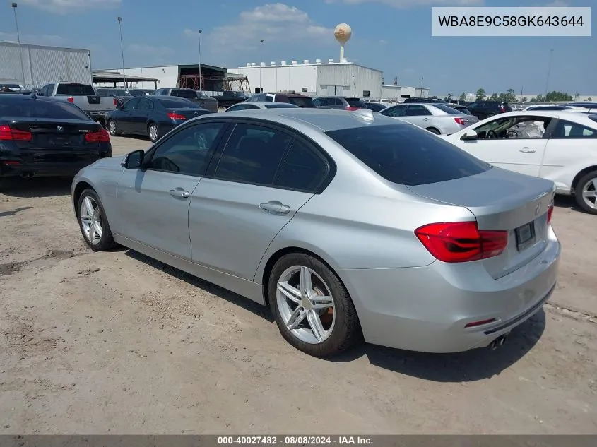 2016 BMW 328I VIN: WBA8E9C58GK643644 Lot: 40027482