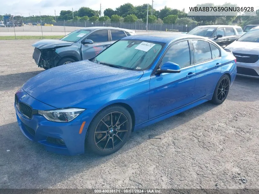 2016 BMW 340I xDrive VIN: WBA8B7G59GNU36928 Lot: 40038171